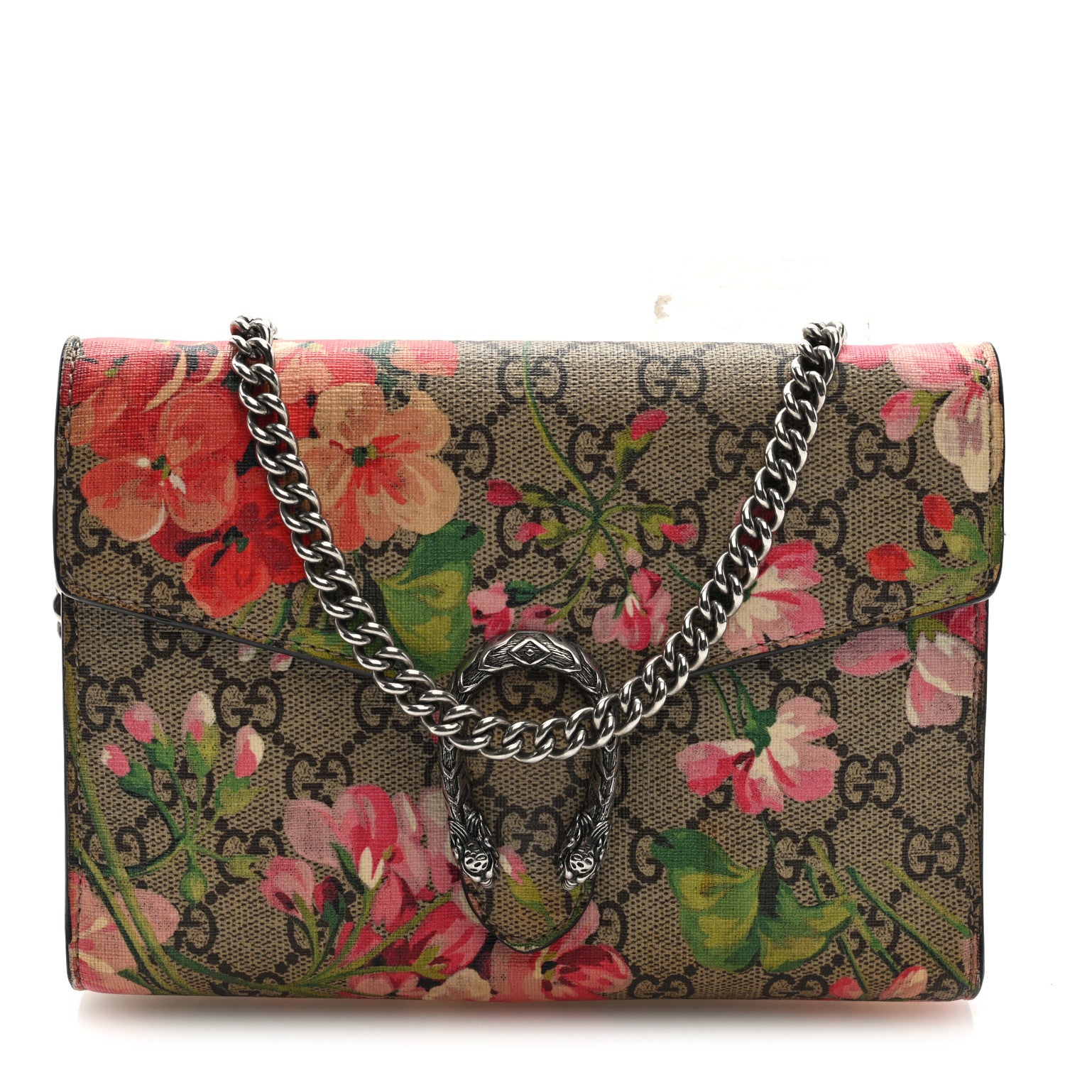 Gucci GG Supreme Monogram Blooms Mini Dionysus Chain Wallet Beige Multicolor Dry Rose 1 of 9