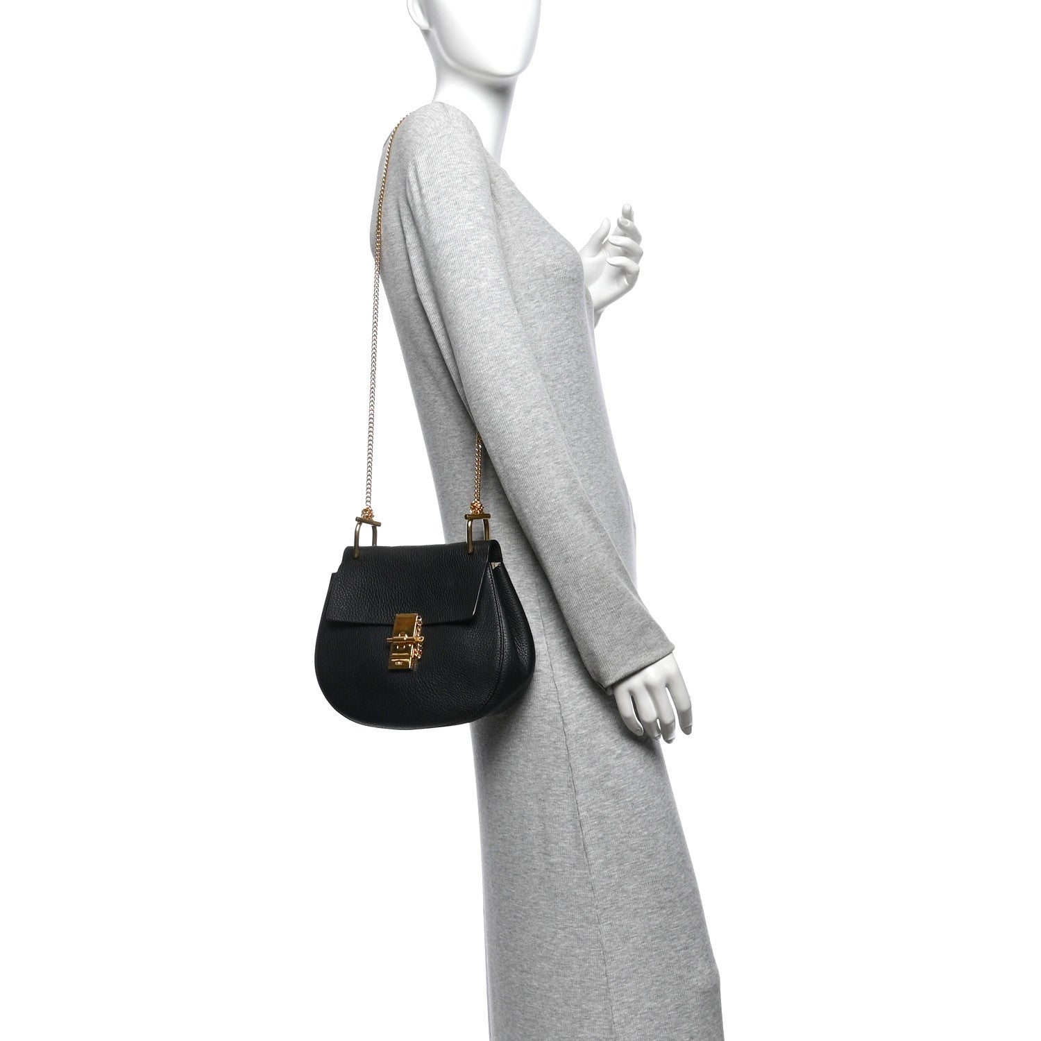 Chloe Grained Lambskin Drew Shoulder Bag Black 2 of 10