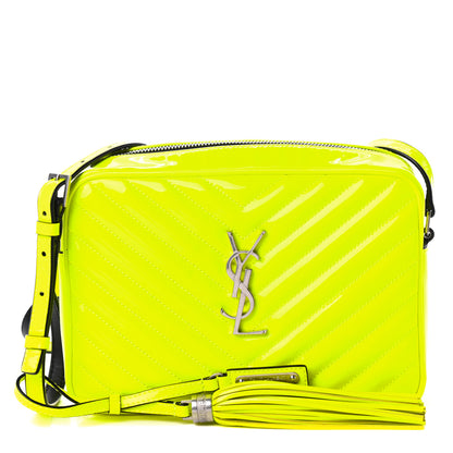 Saint Laurent Patent Calfskin Matelasse Monogram Lou Camera Bag Neon Yellow 1 of 9