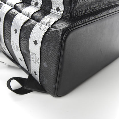 MCM Metallic Visetos Striped Medium Stark Backpack Silver Black 7 of 10