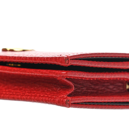 Gucci Pebbled Calfskin GG Marmont Card Case Hibiscus Red 9 of 10