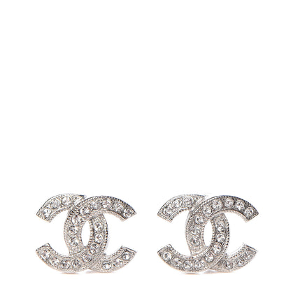 Chanel Crystal Timeless CC Earrings Silver 1 of 5