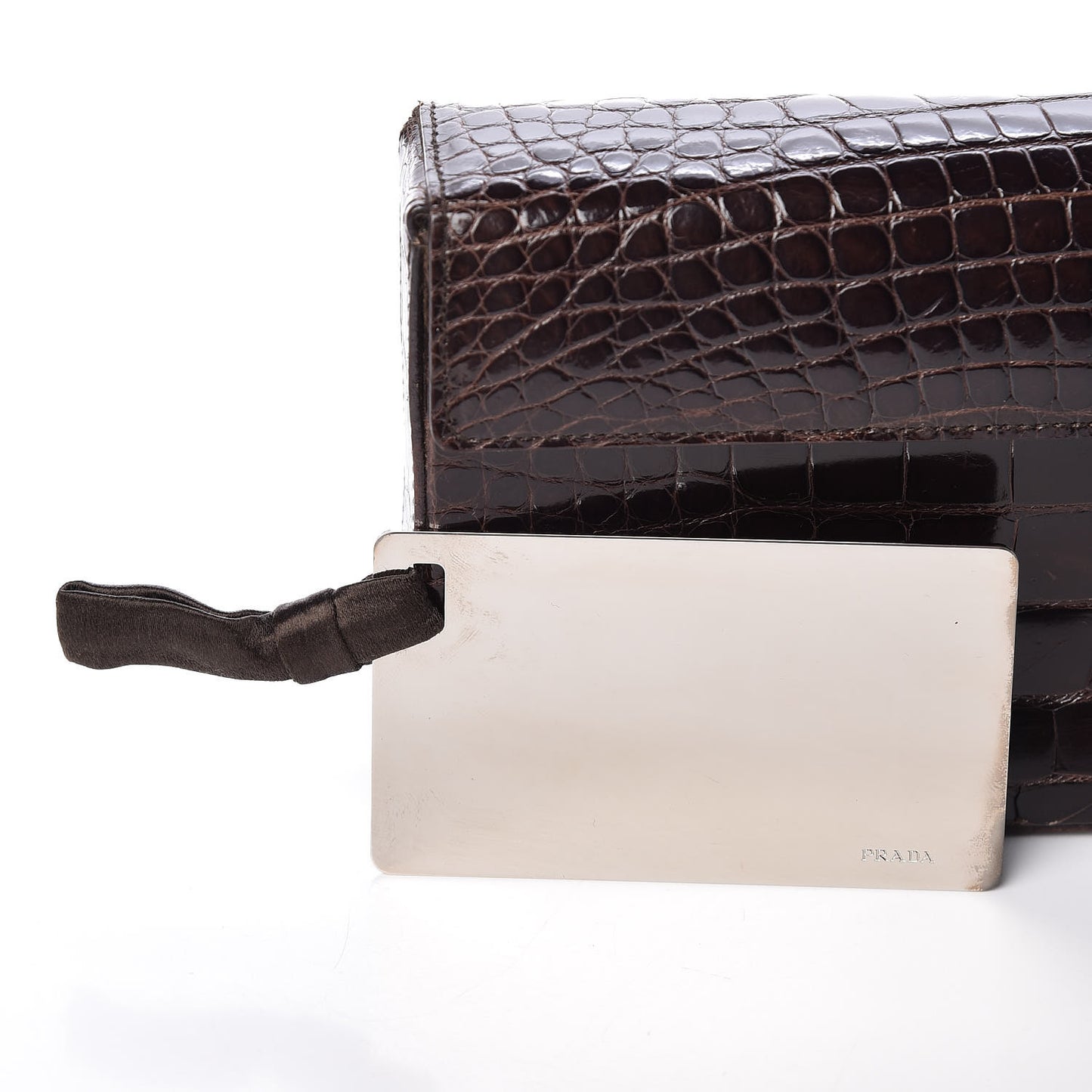 Calfskin Crocodile Embossed Clutch Moro