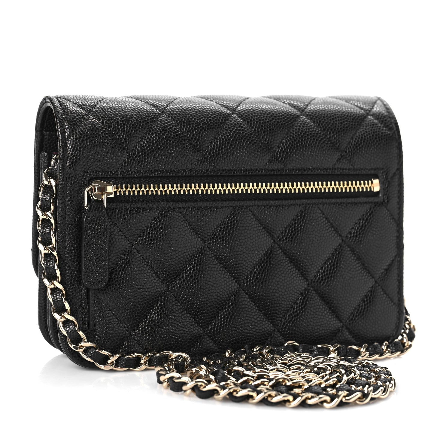 Caviar Quilted Mini Wallet On Chain WOC Black