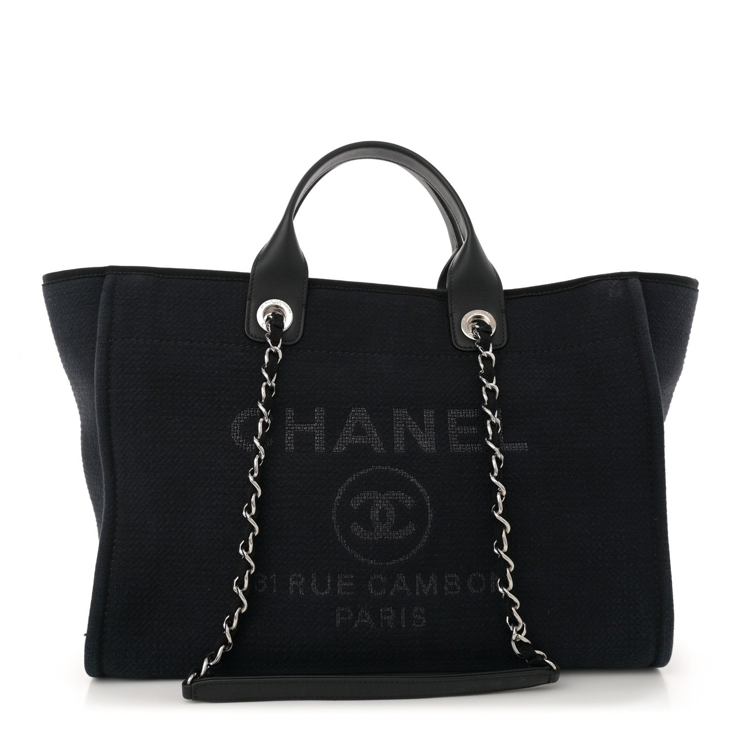 Chanel Mixed Fibers Medium Deauville Tote Dark Blue 1 of 13