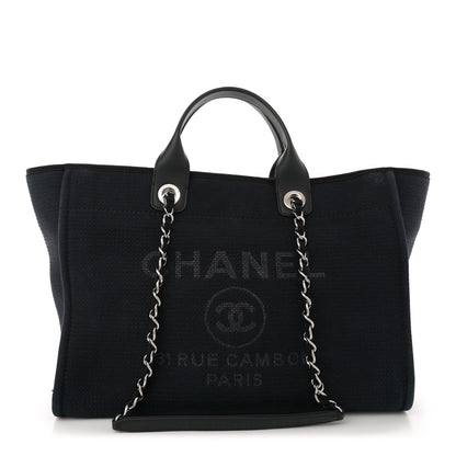 Chanel Mixed Fibers Medium Deauville Tote Dark Blue 1 of 13