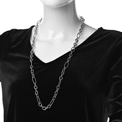 David Yurman Sterling Silver 18K Yellow Gold Figaro Chain Link Necklace 2 of 5