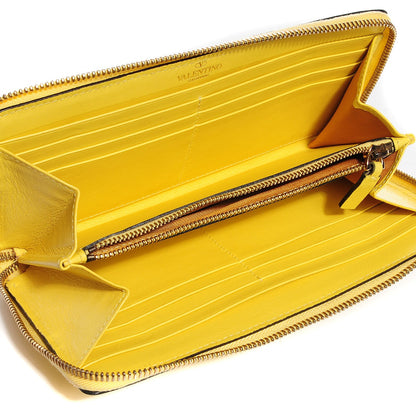 Valentino Garavani Calfskin Rockstud Zip Around Wallet Naples Yellow 5 of 9