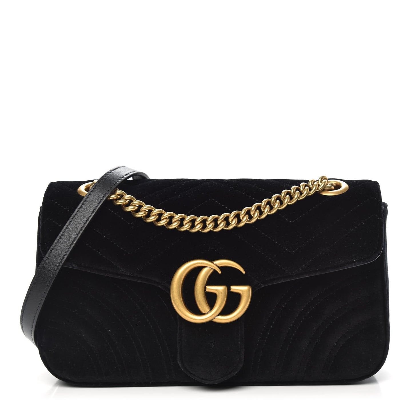 Velvet Matelasse Small GG Marmont Shoulder Bag Black