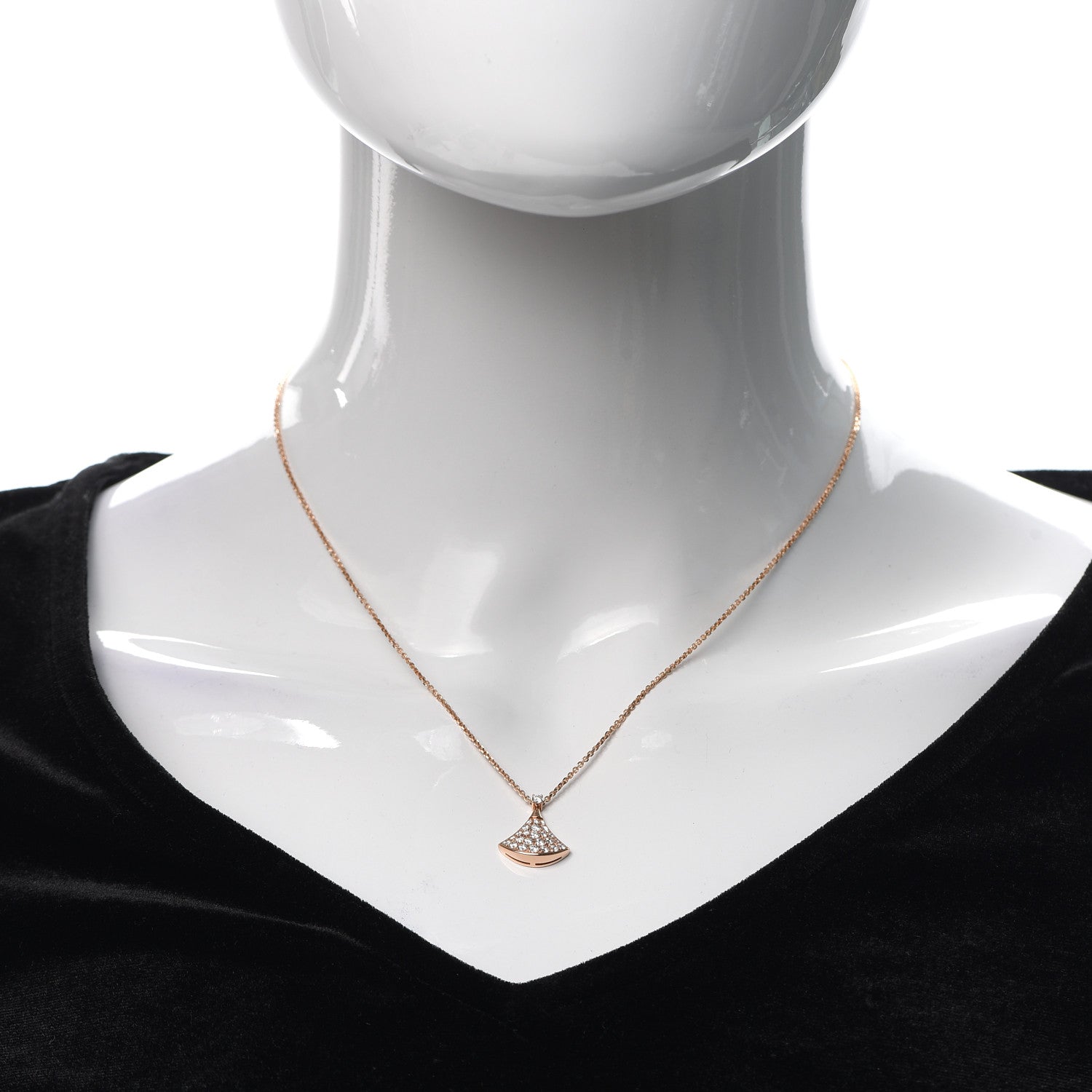 Bulgari 18K Rose Gold Diamond Divas' Dream Pave Pendant Necklace 2 of 6