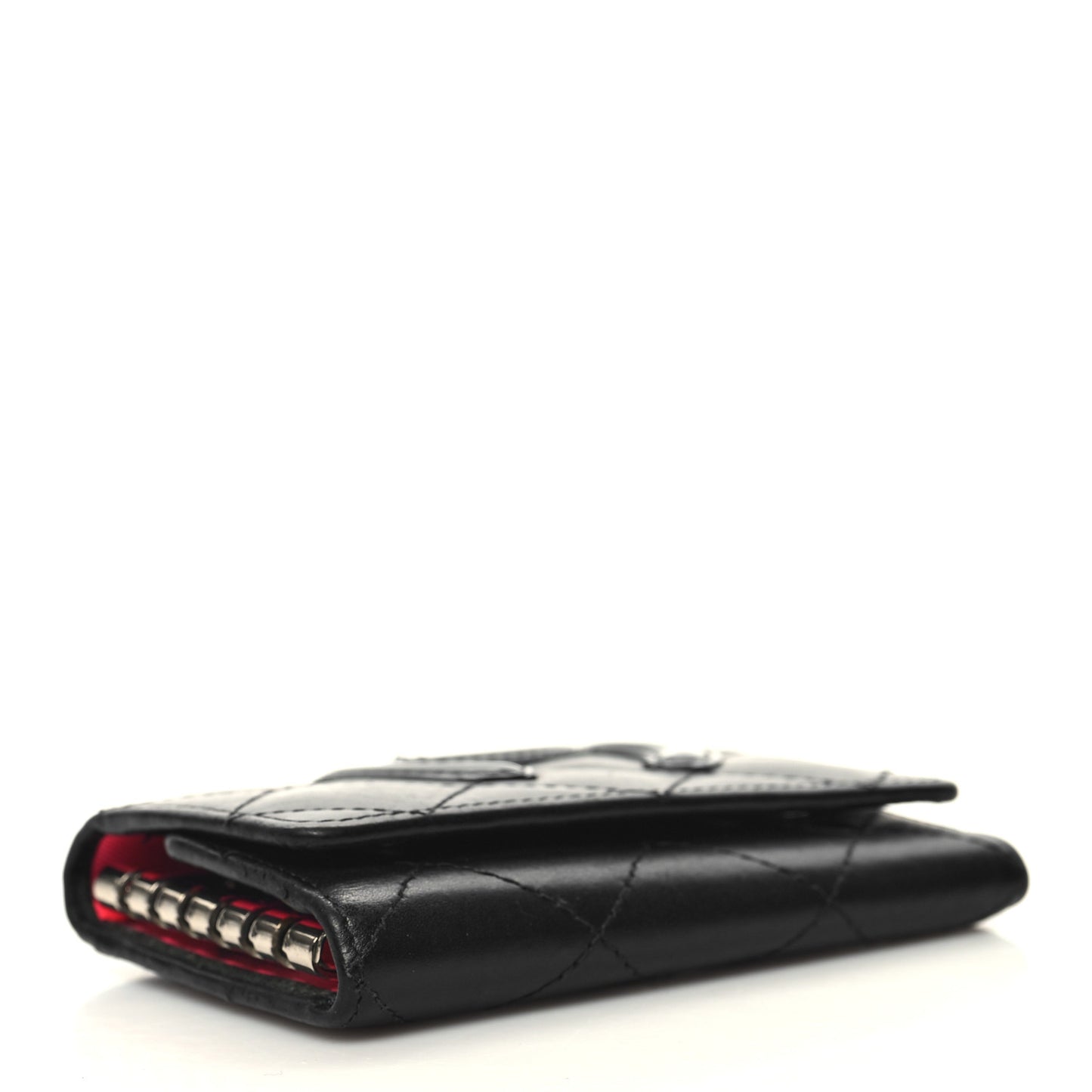Calfskin Quilted Cambon 6 Key Holder Black