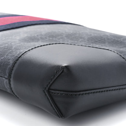 Gucci Soft GG Supreme Monogram Appia Calfskin Web East West Messenger Bag Black Grey 12 of 12