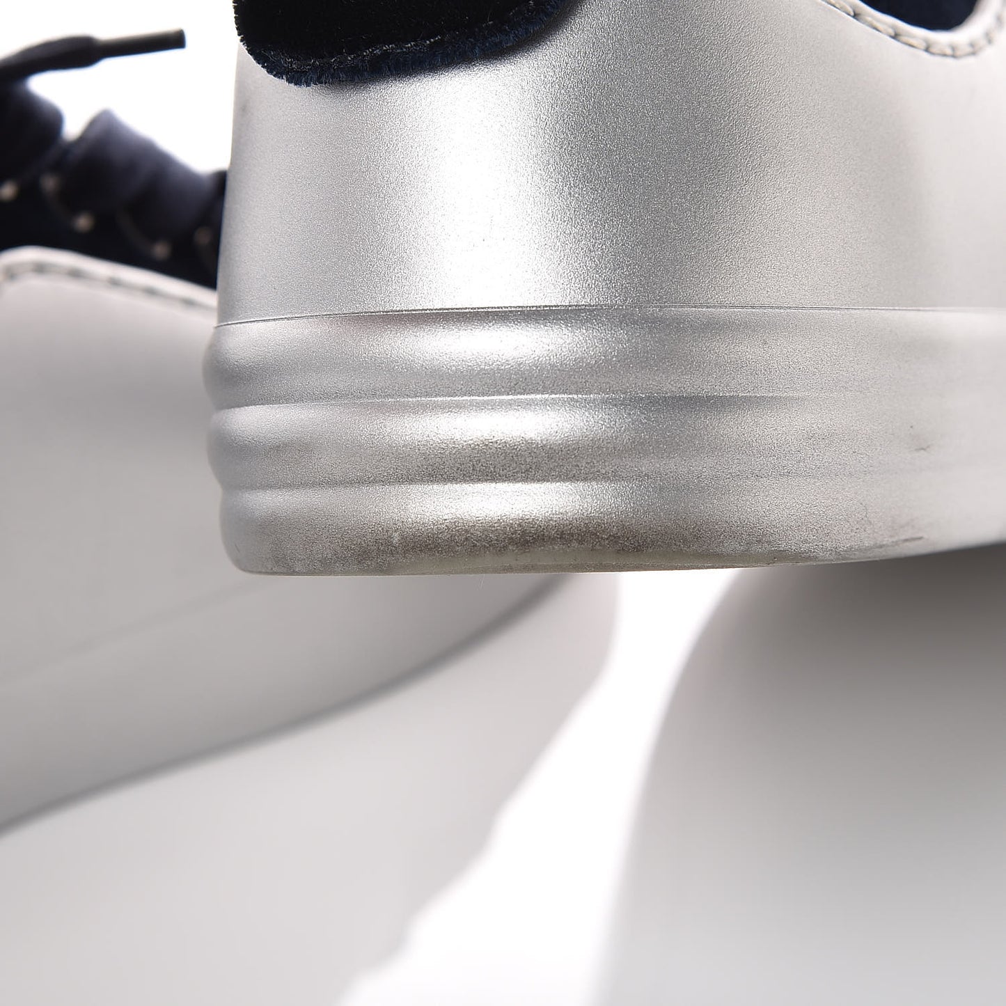 Calfskin Velvet Womens CC Sneakers 35 Silver Blue