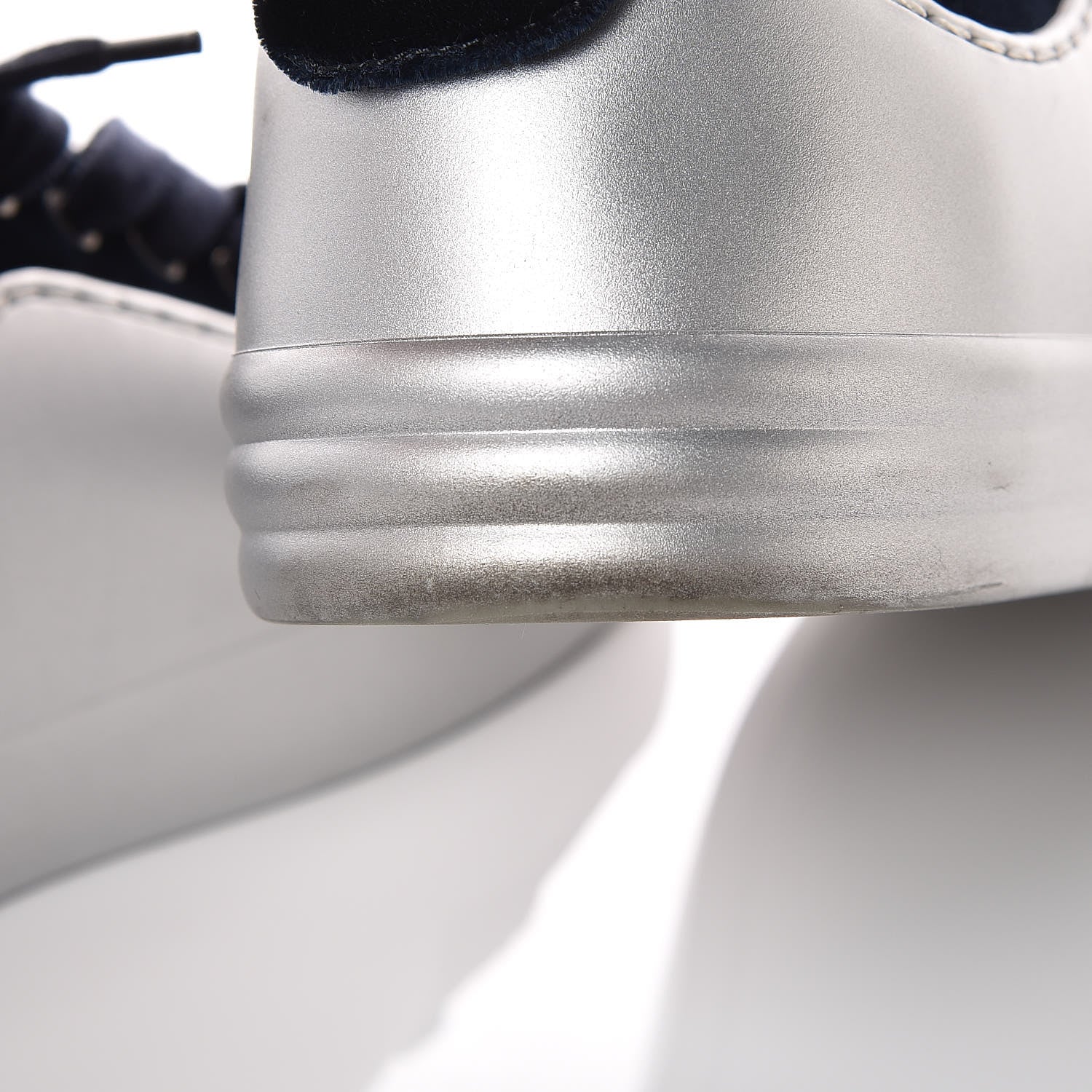 Chanel Calfskin Velvet Womens CC Sneakers 35 Silver Blue 10 of 11