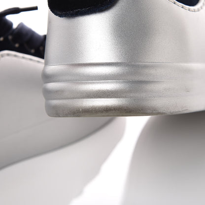 Chanel Calfskin Velvet Womens CC Sneakers 35 Silver Blue 10 of 11