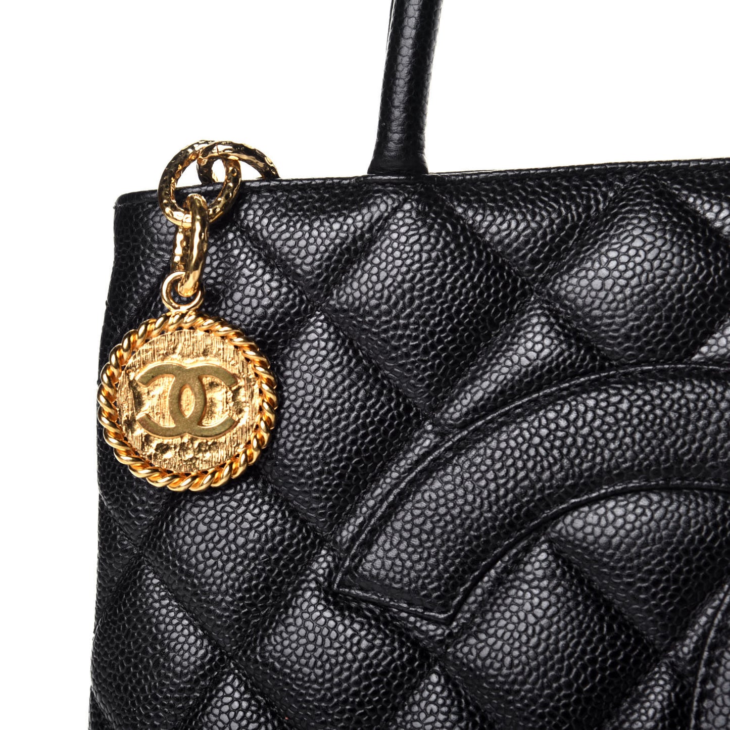 Caviar Quilted Medallion Tote Black
