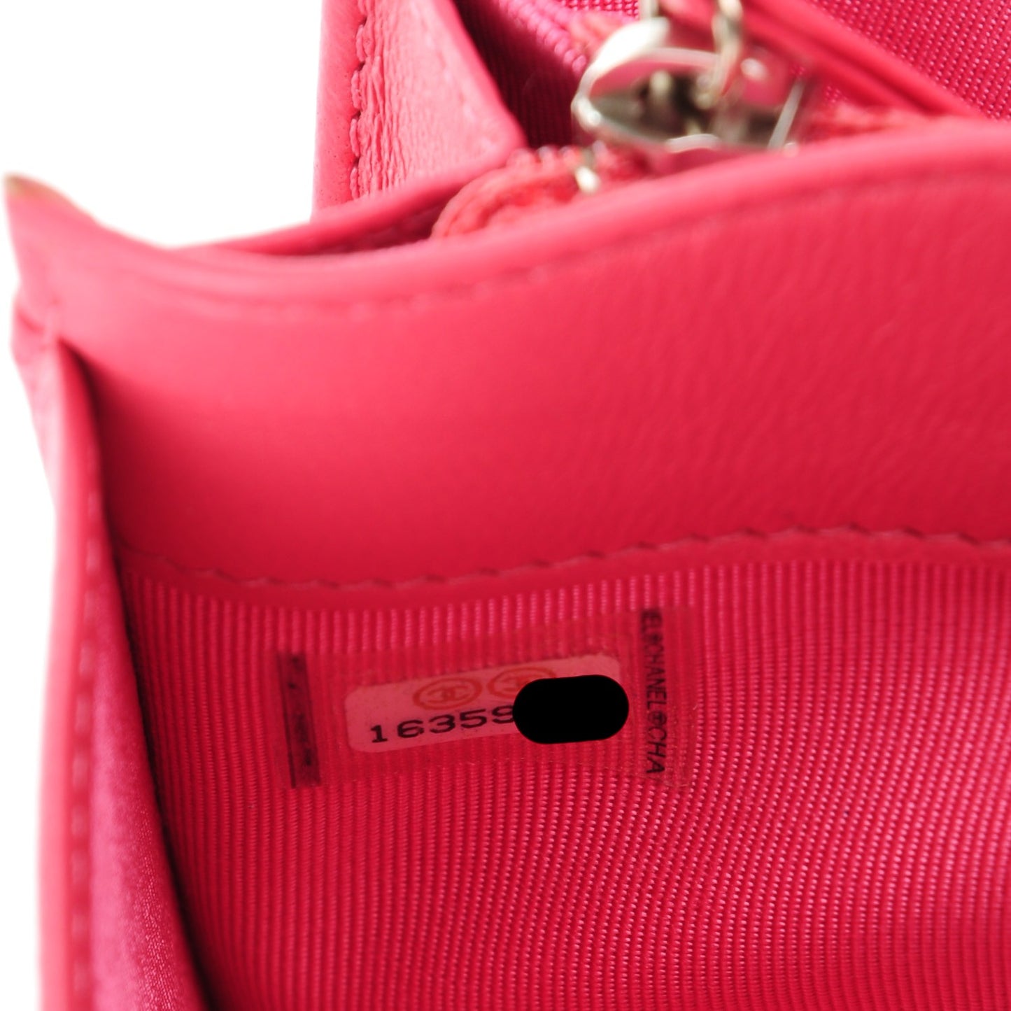 Metallic Lambskin Quilted Yen Wallet Silver Pink