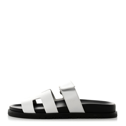 Hermes Calfskin Womens Chypre Sandals 37 White 1 of 10