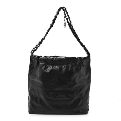 Chanel Shiny Calfskin Quilted Small Chanel 22 So Black 1 of 21