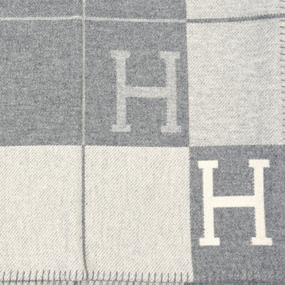 Hermes Wool Cashmere Avalon III Blanket Ecru Gris Clair 4 of 4