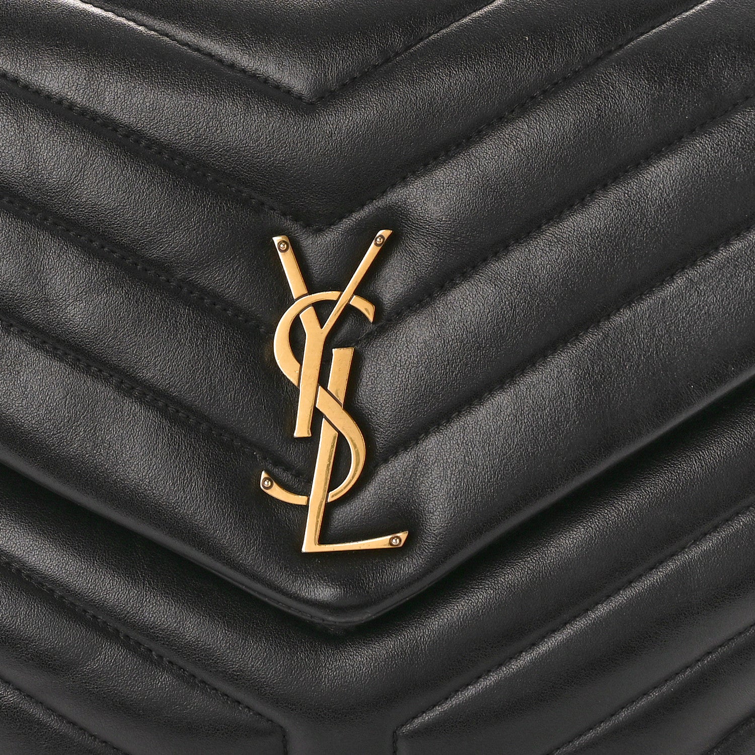 Saint Laurent SAINT LAURENT Calfskin Y Quilted Monogram Medium Loulou Chain Satchel Black 9 of 13