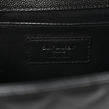 Saint Laurent Grain De Poudre Textured Mixed Matelasse Triquilt Medium Monogram Monochrome Satchel Black 6 of 11
