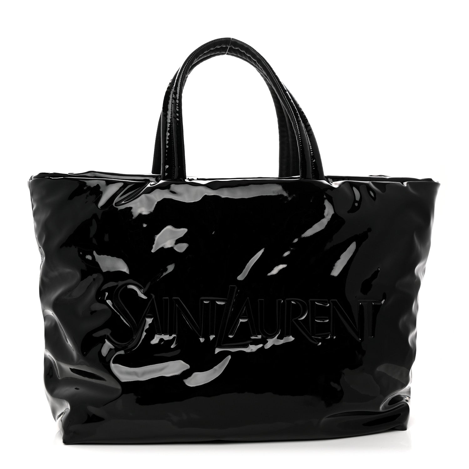 Saint Laurent Patent Wide Puffer Maxi Tote Black 1 of 10