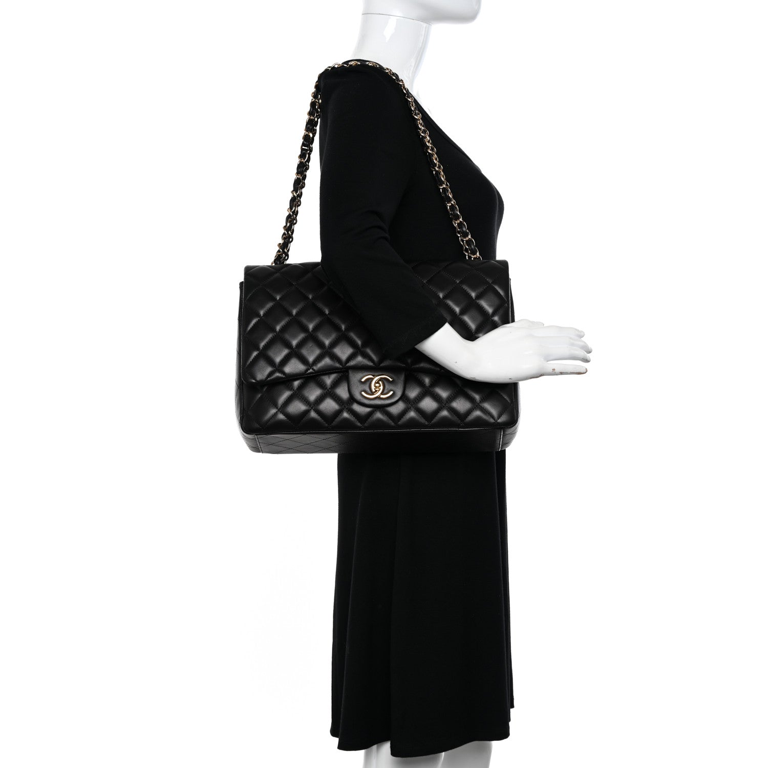 Chanel Lambskin Quilted Maxi Double Flap Black 2 of 11