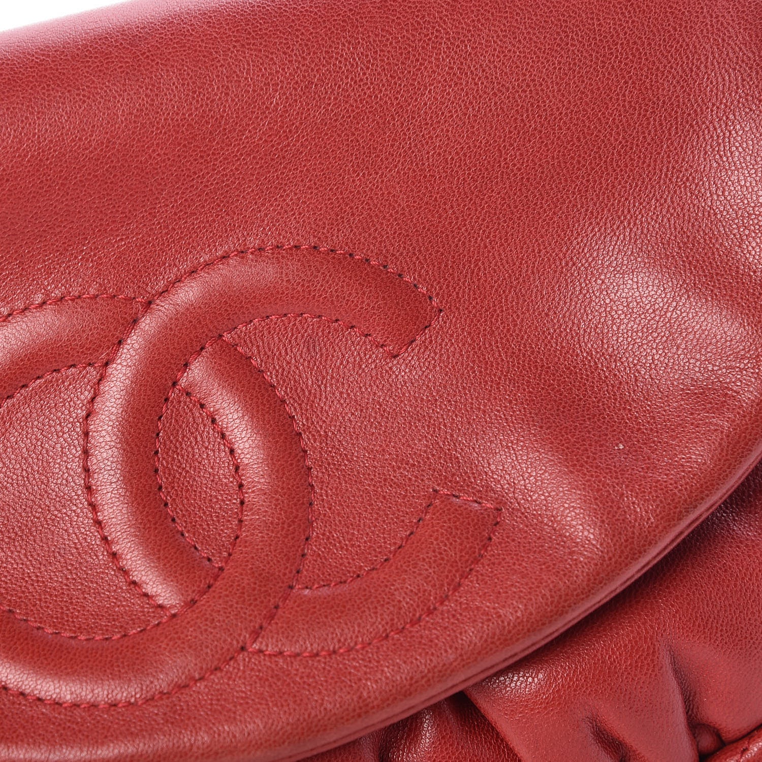 Chanel Lambskin Half Moon Wallet On Chain WOC Red 17 of 17