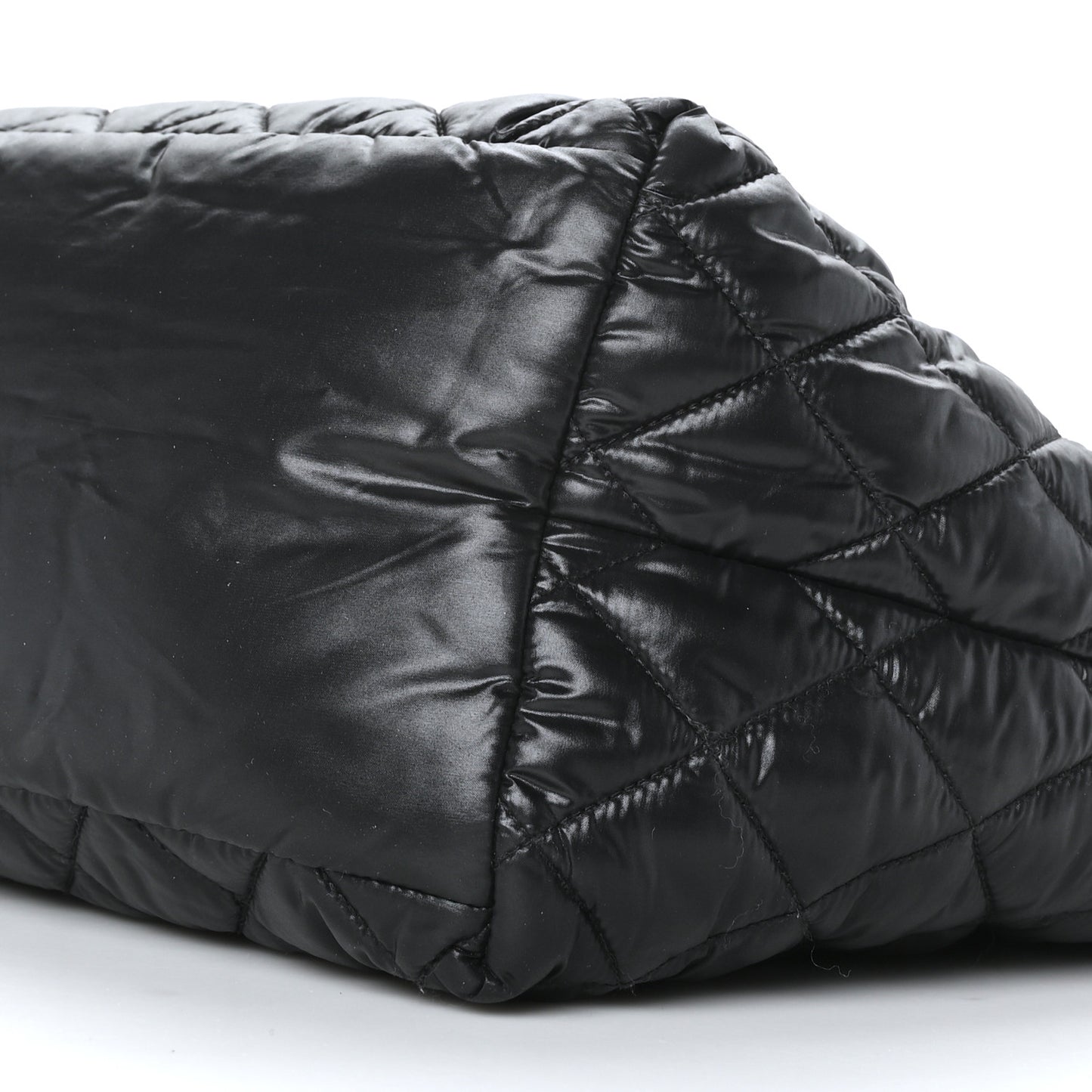 Nylon Quilted Small Coco Cocoon Tote Black