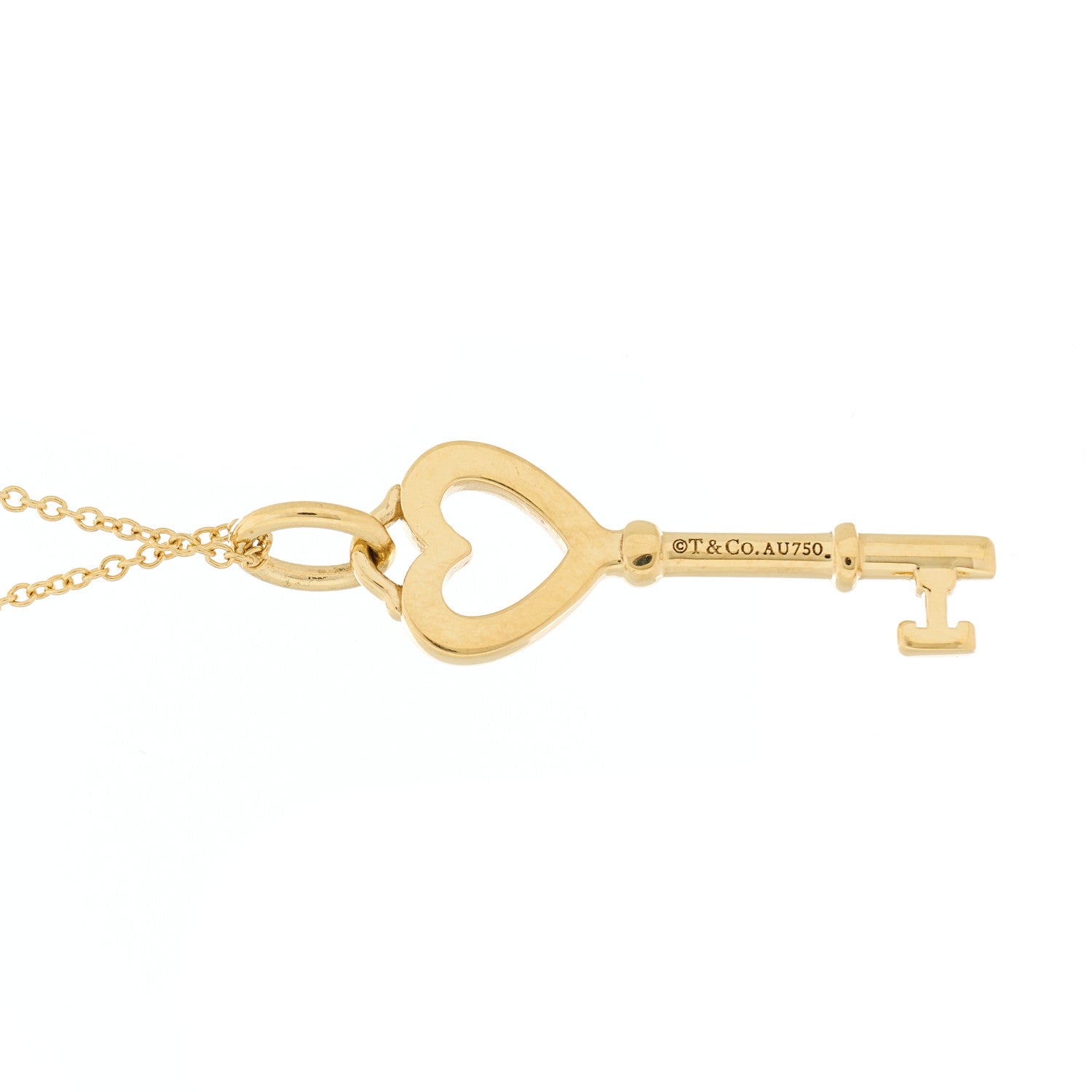 Tiffany 18K Yellow Gold Mini Heart Key Pendant Necklace 5 of 6