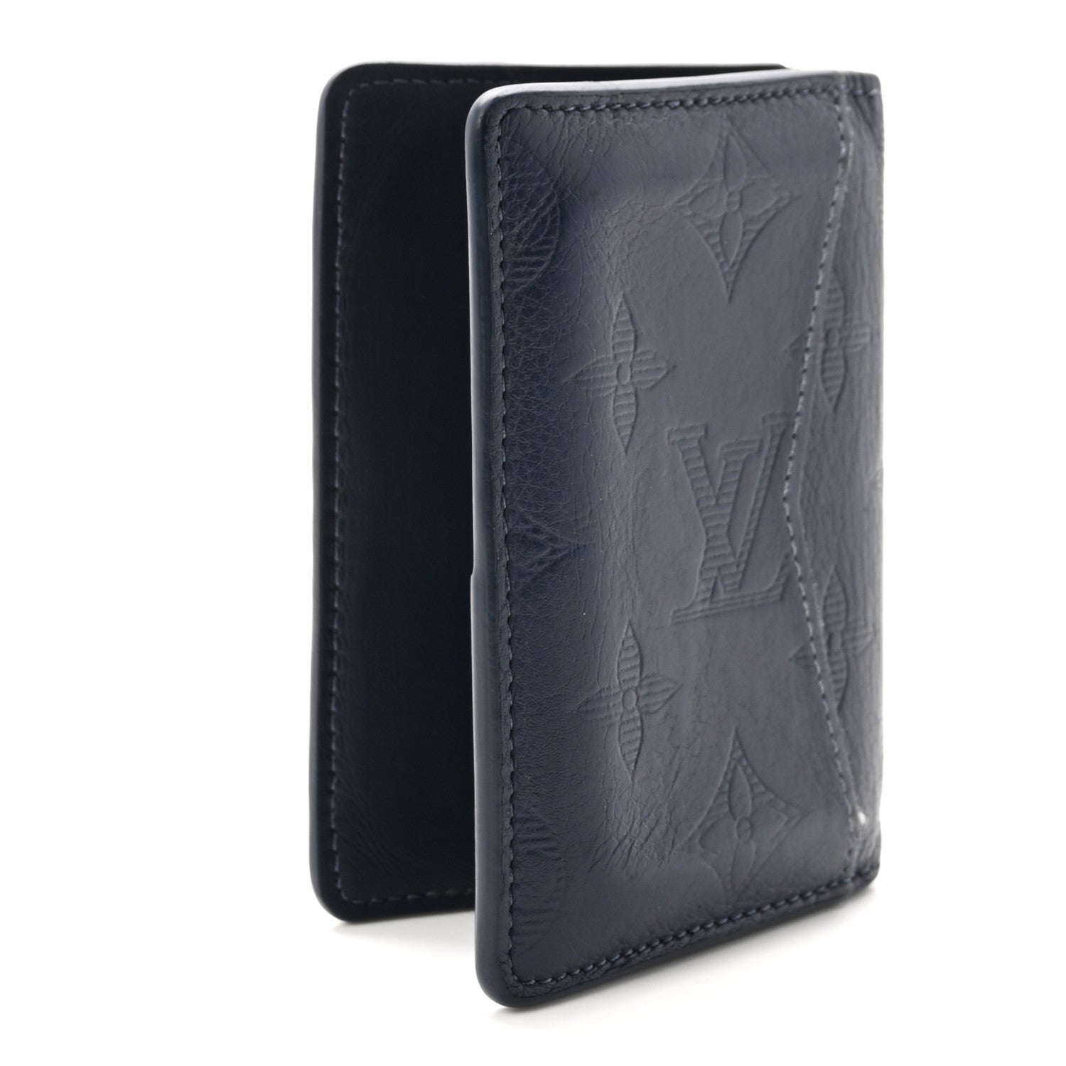 Louis Vuitton Calfskin Monogram Shadow Pocket Organizer Navy Blue 3 of 7