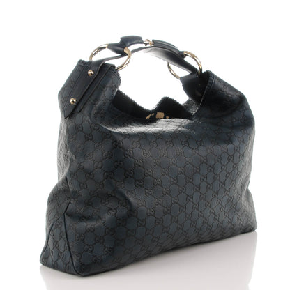 Gucci Guccissima Large Horsebit Chain Hobo Blue 3 of 7