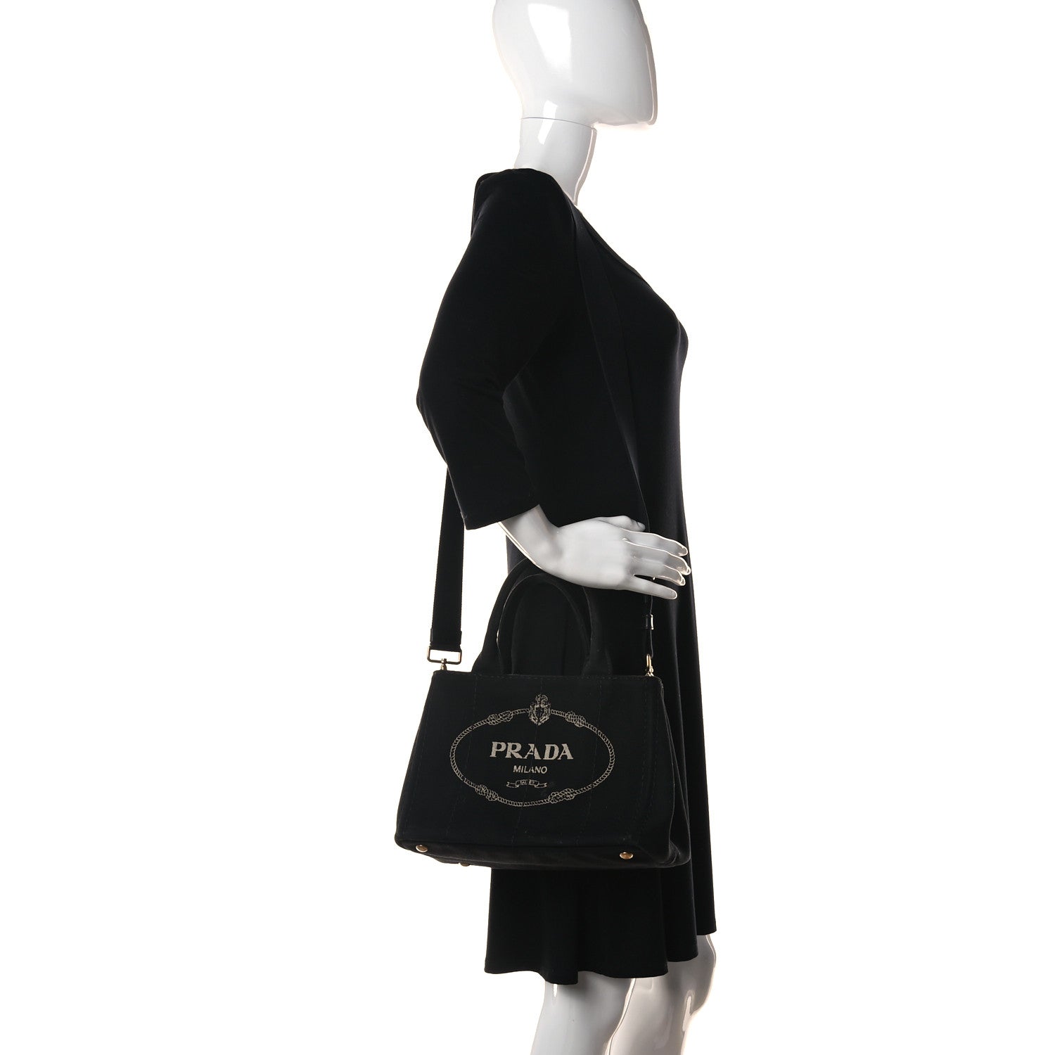 Prada Canapa Small Logo Tote Black 2 of 15
