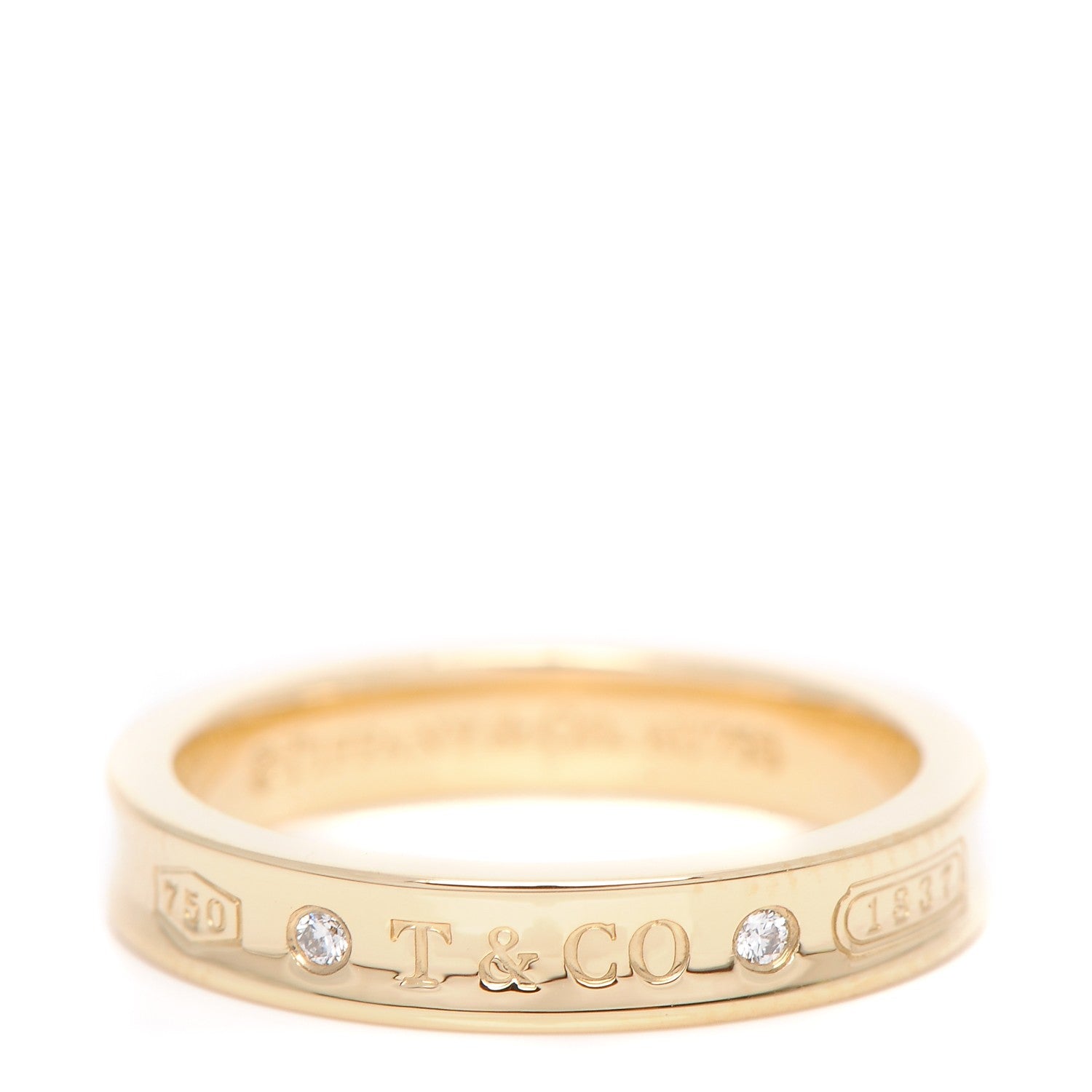 Tiffany 18K Yellow Gold Diamond Narrow 1837 Ring 7.5 1 of 5