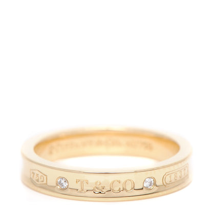 Tiffany 18K Yellow Gold Diamond Narrow 1837 Ring 7.5 1 of 5