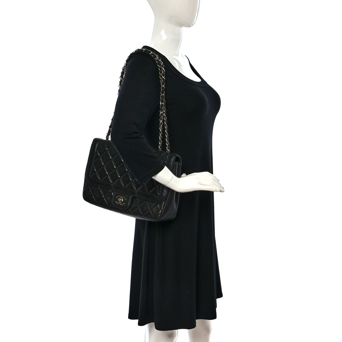 Lambskin Quilted Large Coco Rider Flap Black