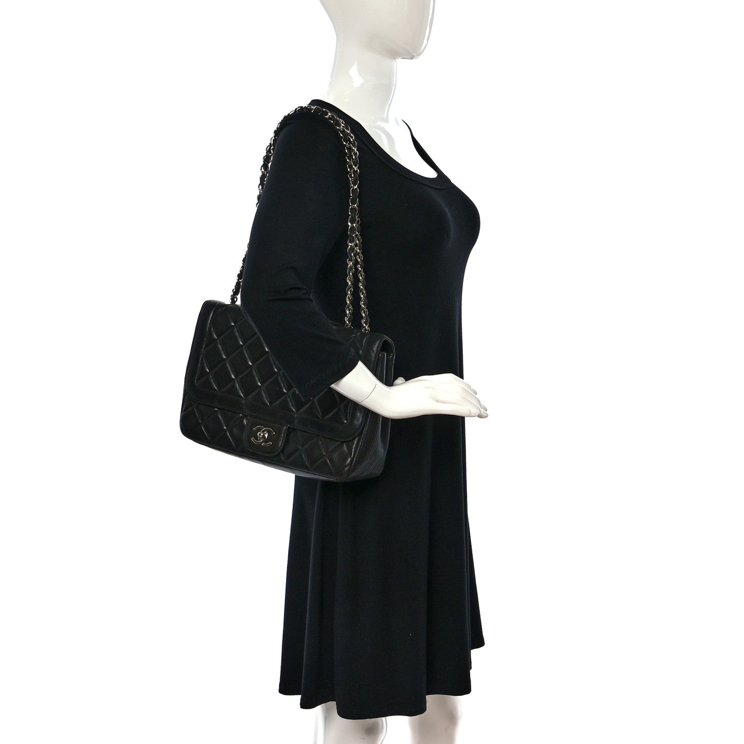Chanel Lambskin Quilted Large Coco Rider Flap Black 2 of 15