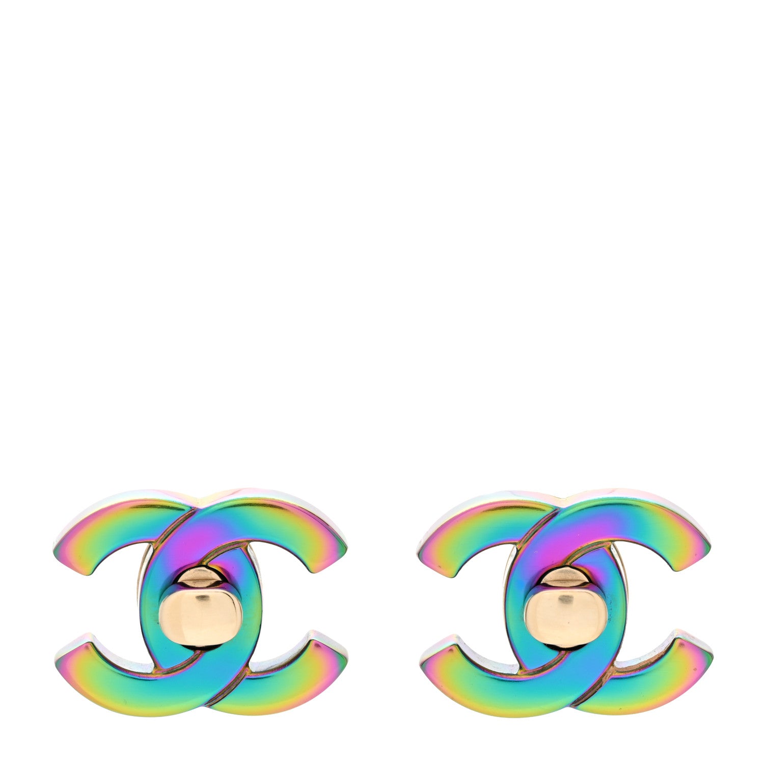 Chanel Metal CC Turnlock Interchangeable Earrings Gold 2 of 8
