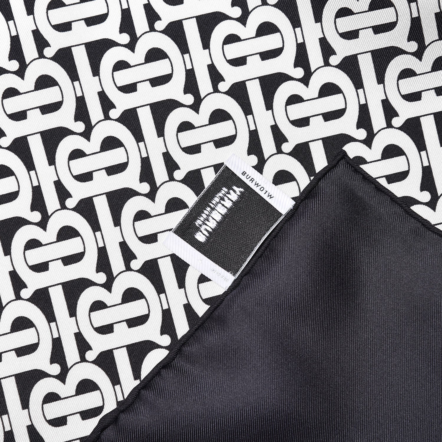 Burberry Silk Monogram Print Square Scarf Black Monochrome 6 of 6