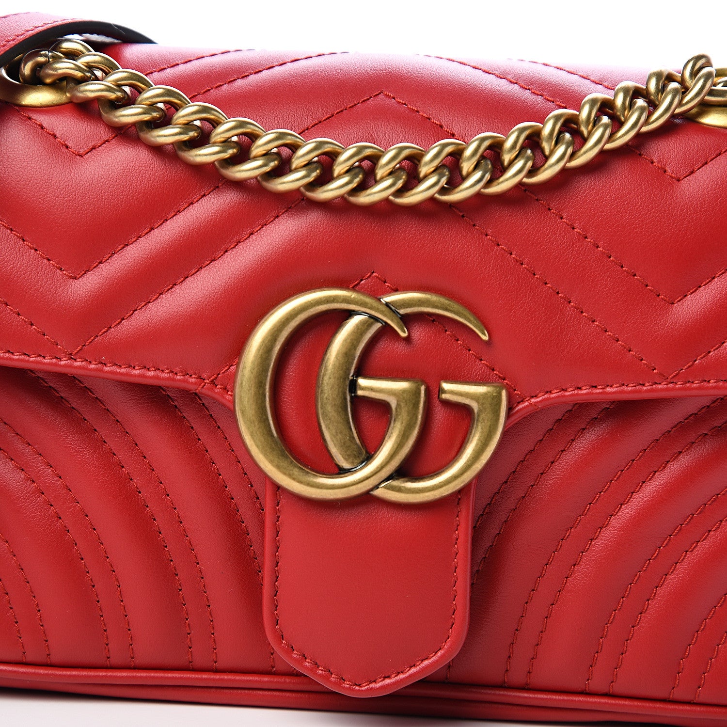 Gucci Calfskin Matelasse Mini GG Marmont Shoulder Bag Hibiscus Red 9 of 9