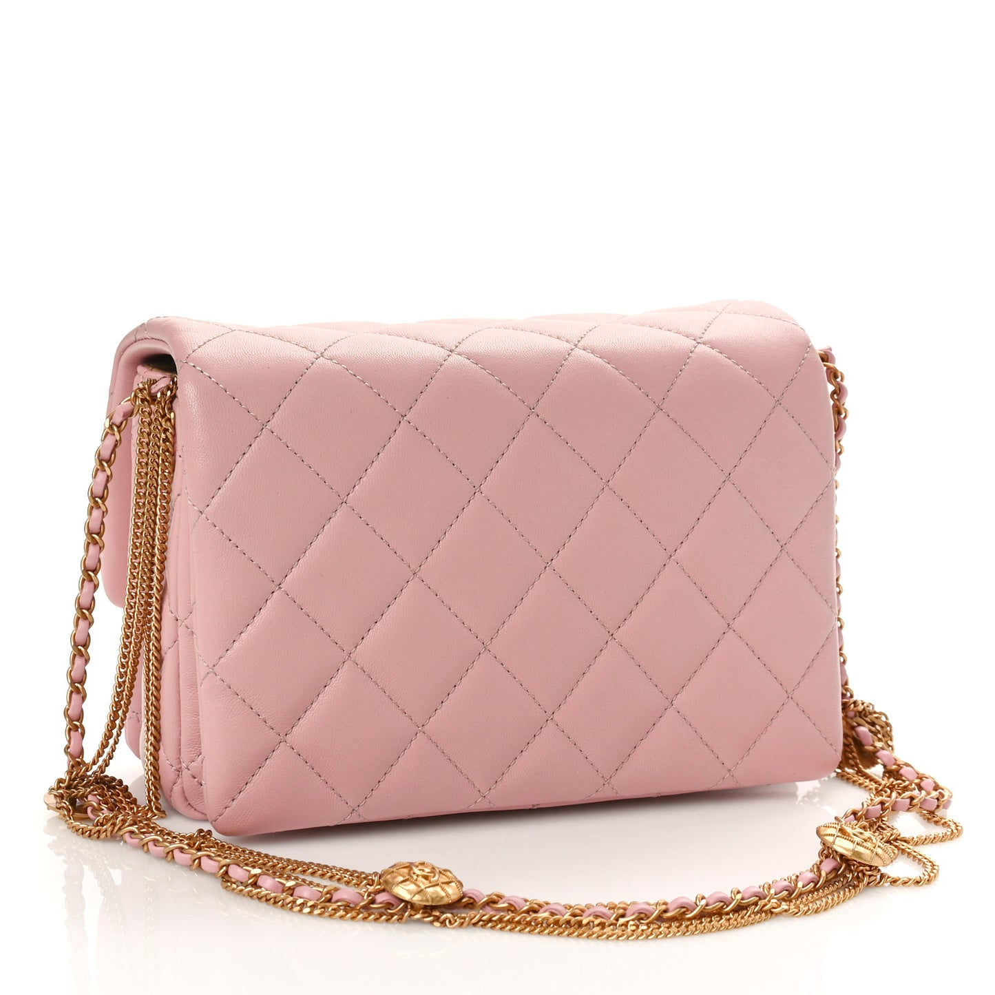 Lambskin Quilted Mini Medallion Multi Chain Flap Light Pink