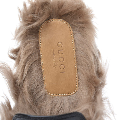 Gucci Patent Fur Womens Princetown Slippers 39 Black Natural 7 of 8