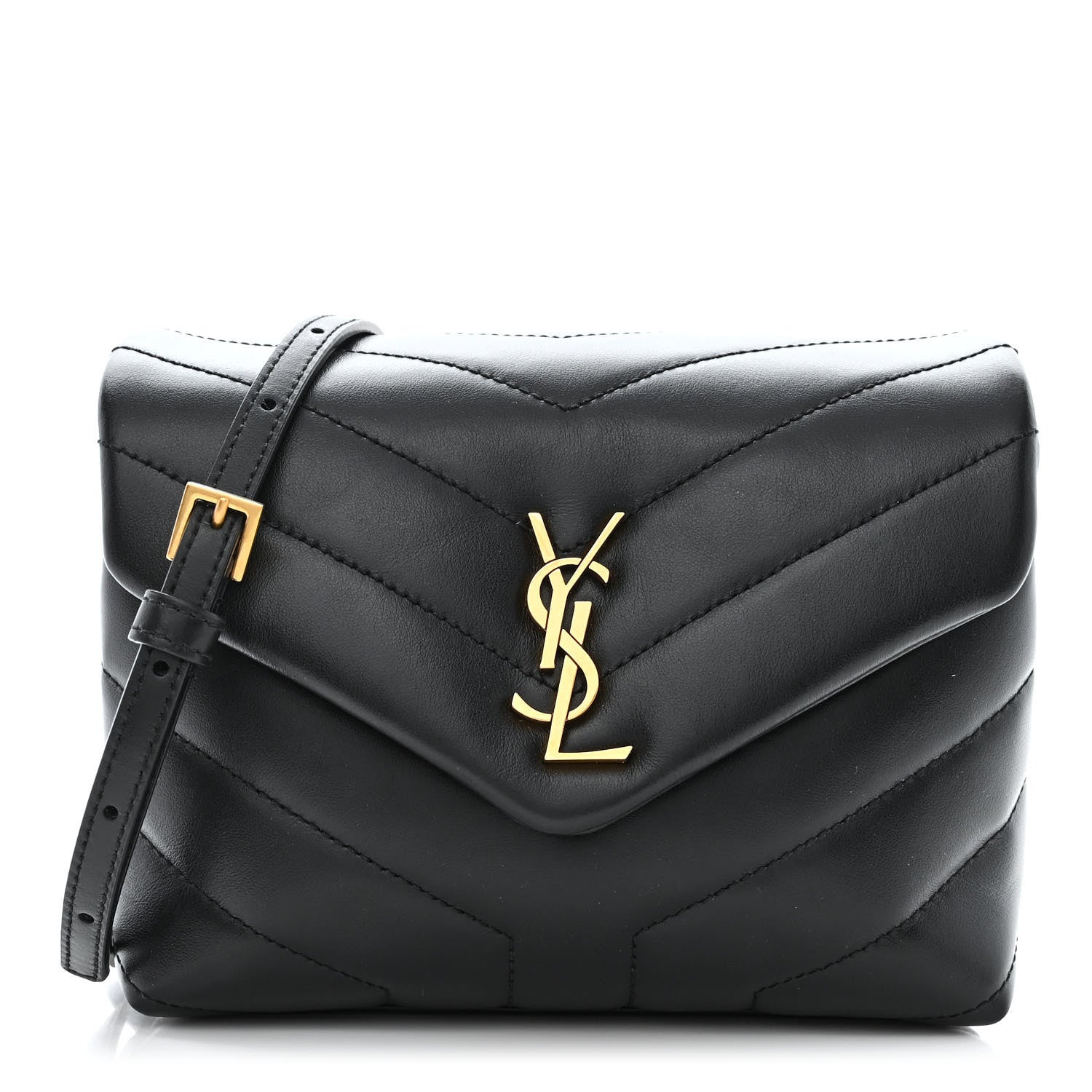 Saint Laurent Calfskin Y Quilted Monogram Toy Loulou Crossbody Bag Black 1 of 10