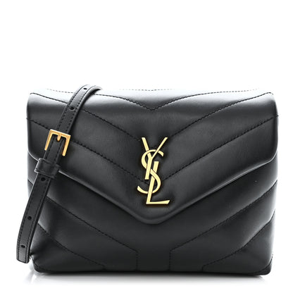 Saint Laurent Calfskin Y Quilted Monogram Toy Loulou Crossbody Bag Black 1 of 10
