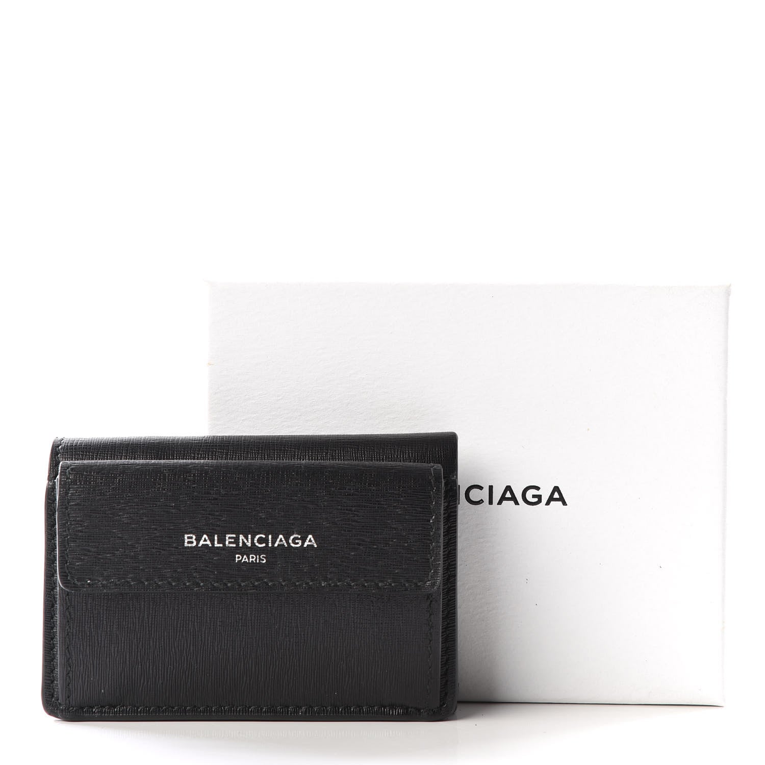 Balenciaga Striped Calfskin Logo Mini Wallet Black 12 of 12