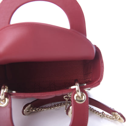 Christian Dior Lambskin Cannage Mini Lady Dior Burgundy 5 of 8