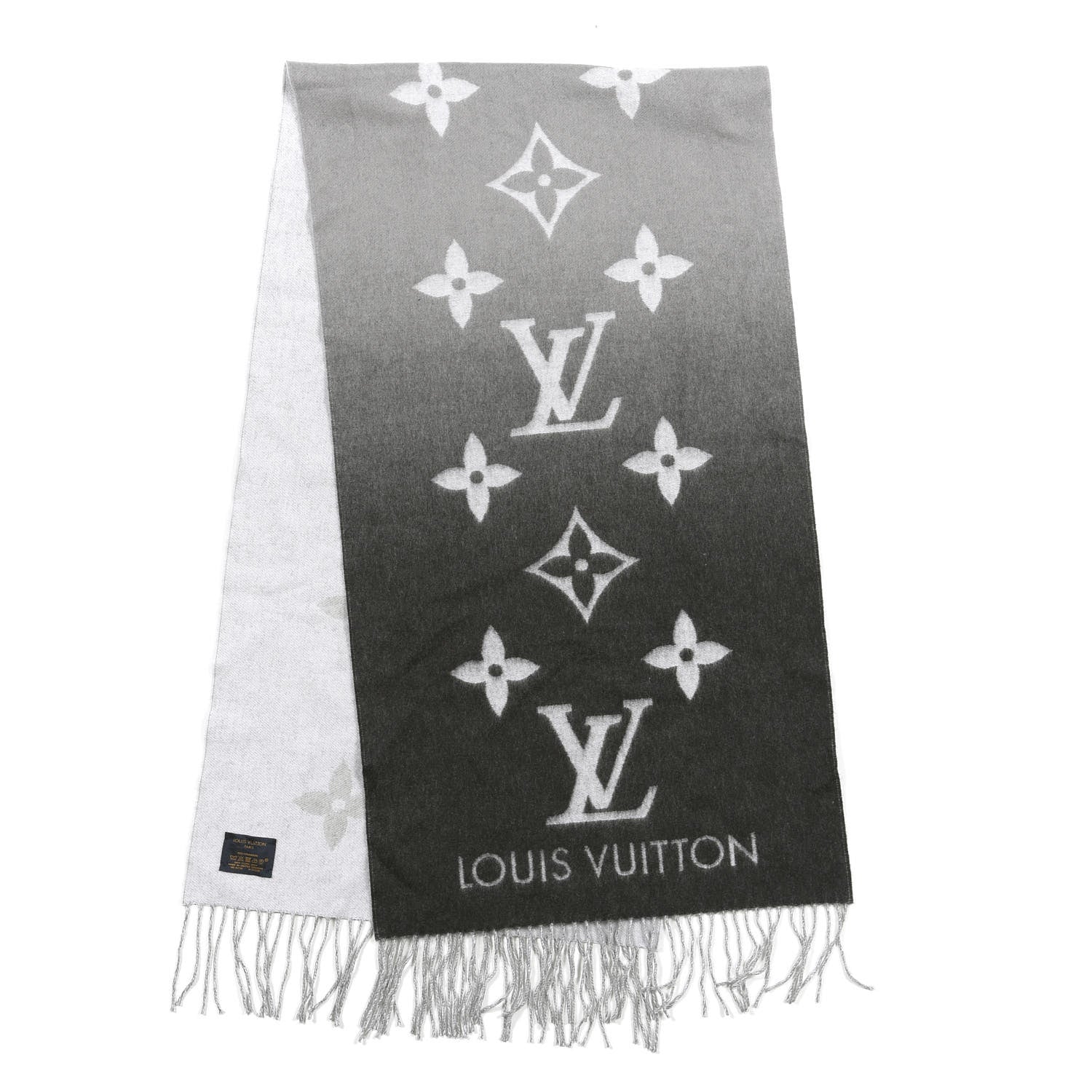 Louis Vuitton Cashmere Monogram Degrade Reykjavik Scarf Black 1 of 2