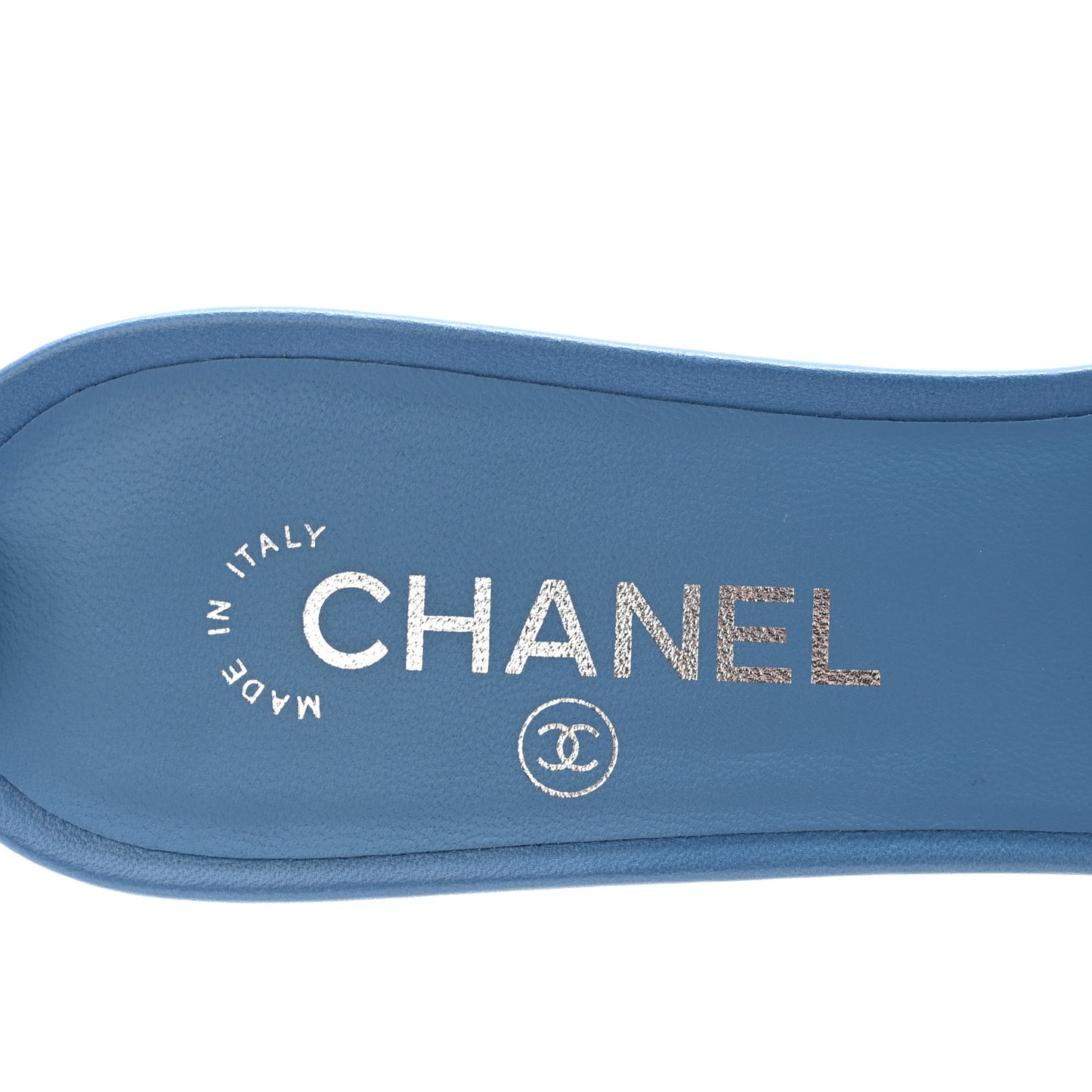 Lambskin PVC Logo Mule 41 Transparent Blue