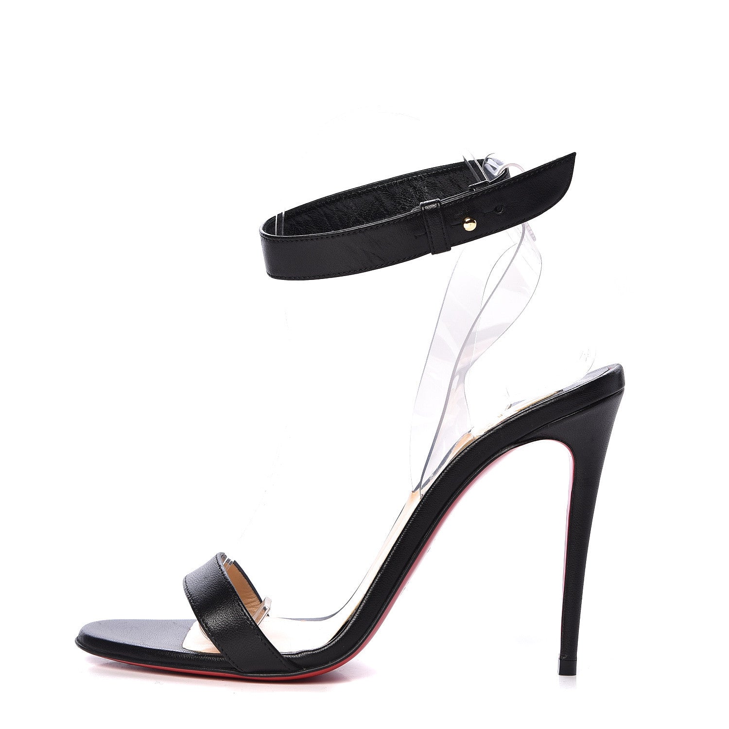 Christian Louboutin Calfskin PVC Jonatina 100 Sandals 36.5 Black 1 of 10
